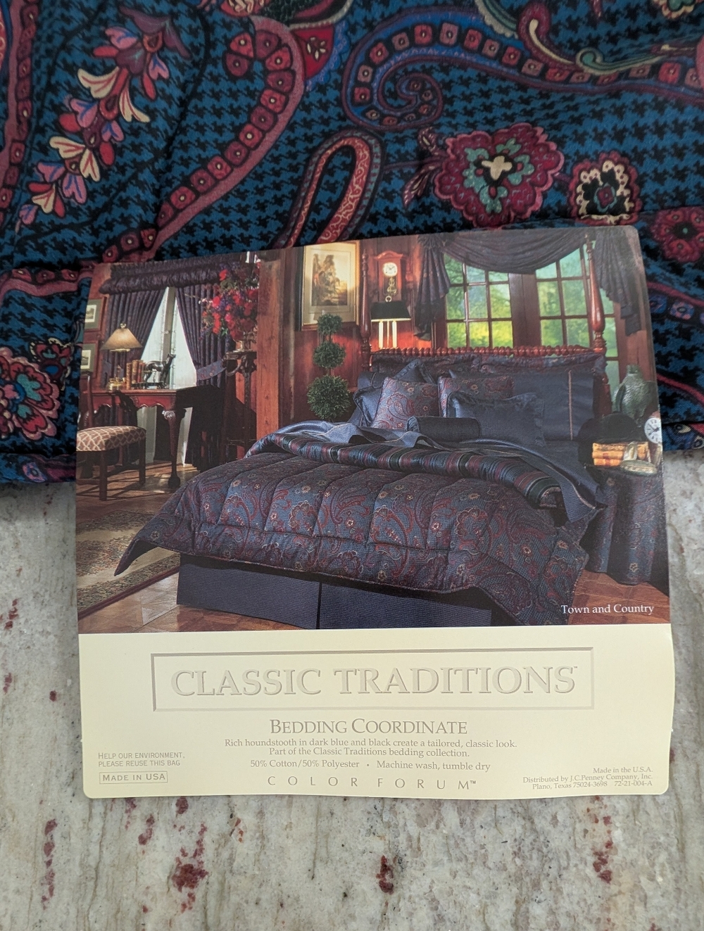Croscill NWT Navy Multicolor Paisley Std. Pillow Shams 2 Town & Country Made USA